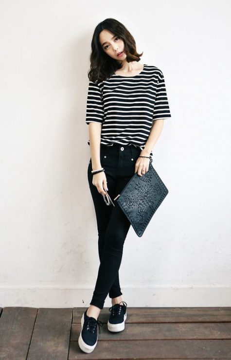 黑白穿搭　夏天